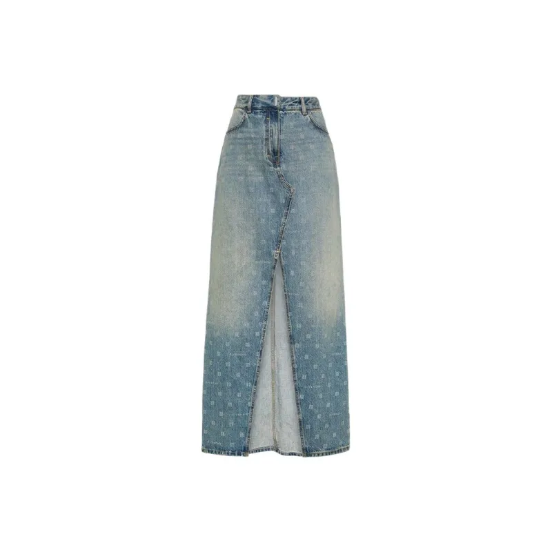 GIVENCHY Denim Long Skirt Women's Blue-0