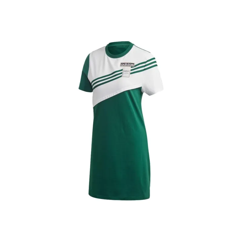 Adidas Short Sleeved Dresses Women's Green/White Color-0