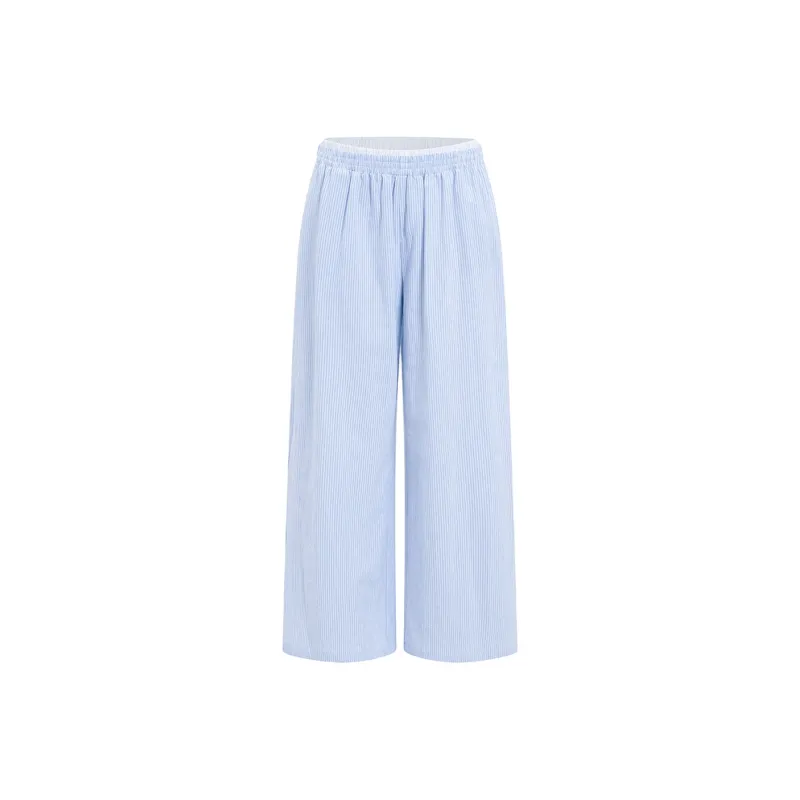 Ariseism Casual Pants Women's Blue White Stripes-0