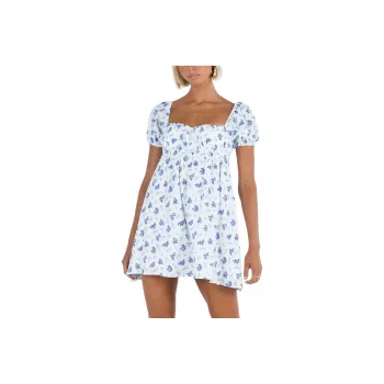 PRINCESS POLLY LET'S DANCE MINI DRESS Short-Sleeved Dresses Women's BLUE FLORAL/Blue Floral
