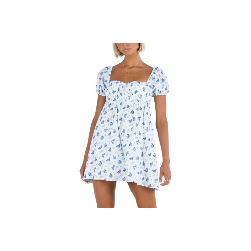 PRINCESS POLLY LET'S DANCE MINI DRESS Short-Sleeved Dresses Women's BLUE FLORAL/Blue Floral-0