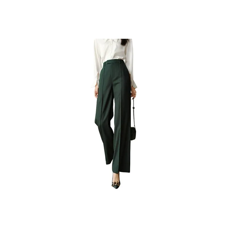Late White Casual Pants Women's Dark Green-0