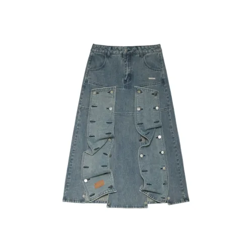 MAMC Denim Long Skirts Women's Blue