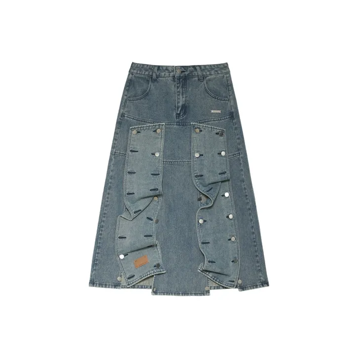 MAMC Denim Long Skirts Women's Blue-0
