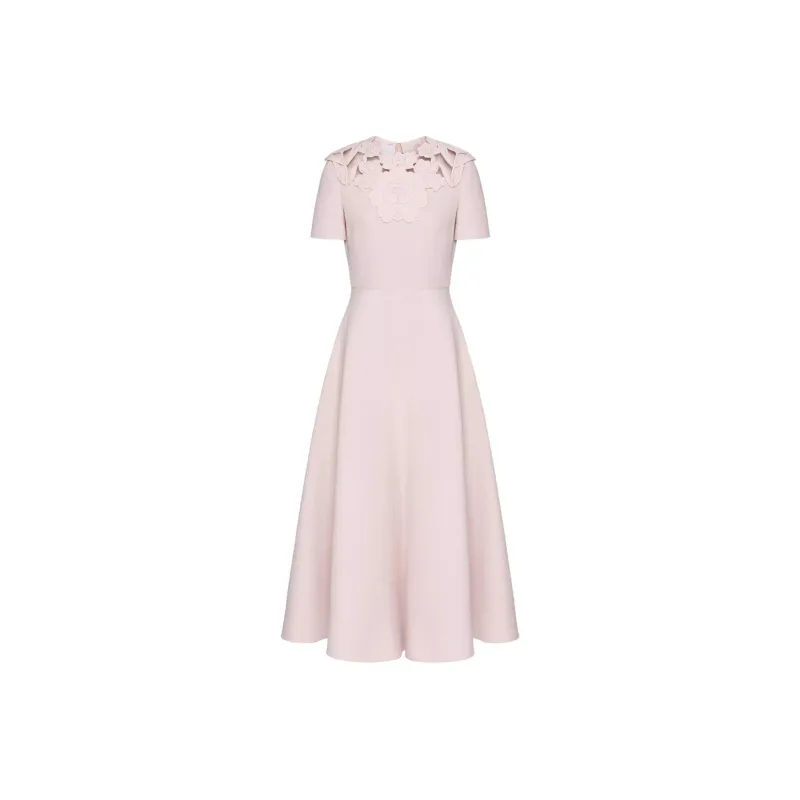 Valentino Garavani Short-Sleeved Flared Midi Dress-0