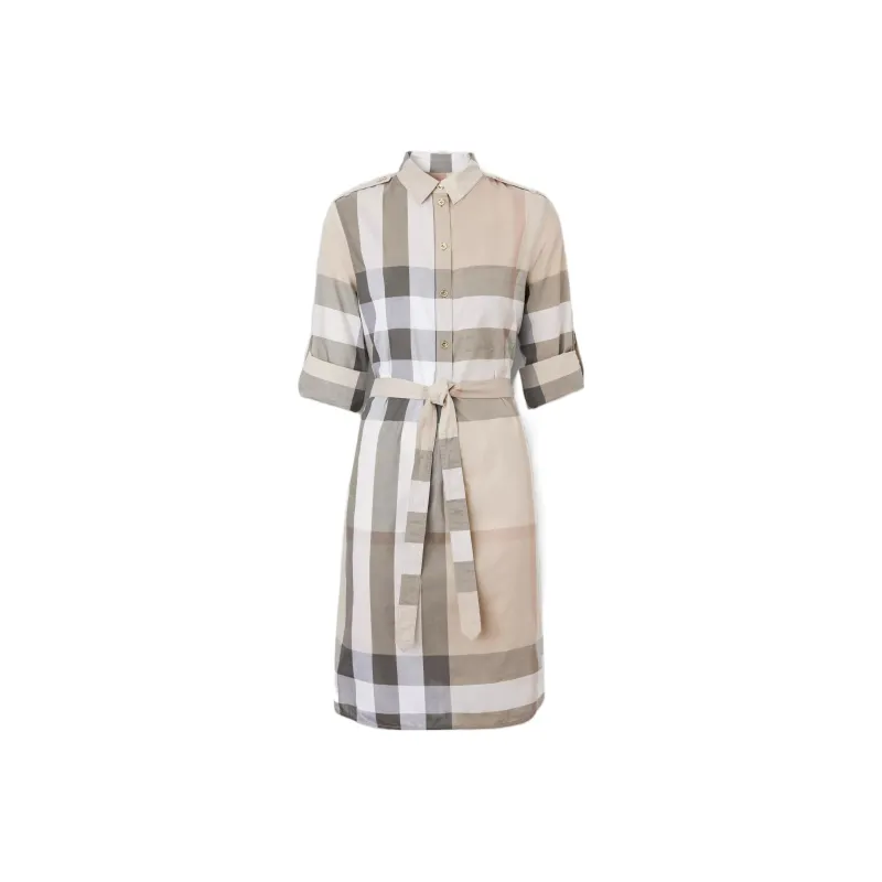 Burberry FW22 Long Sleeved Dress Women's Light Stone-0