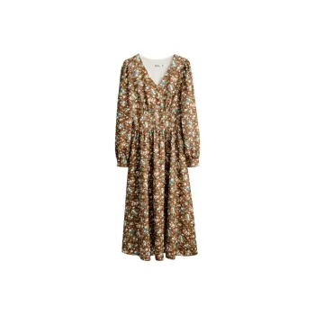 Olrain Long Sleeved Dresses Women's Coffee