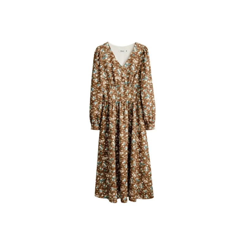 Olrain Long Sleeved Dresses Women's Coffee-0