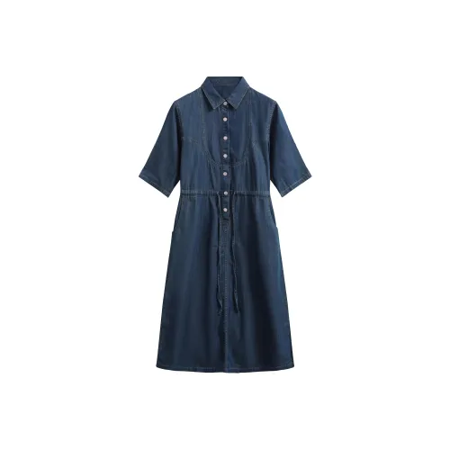 Homi+ Short-Sleeved Dresses Women's Denim Blue