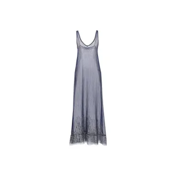 Paco Rabanne Stud-Detailed V-Neck Sheer Long Dress