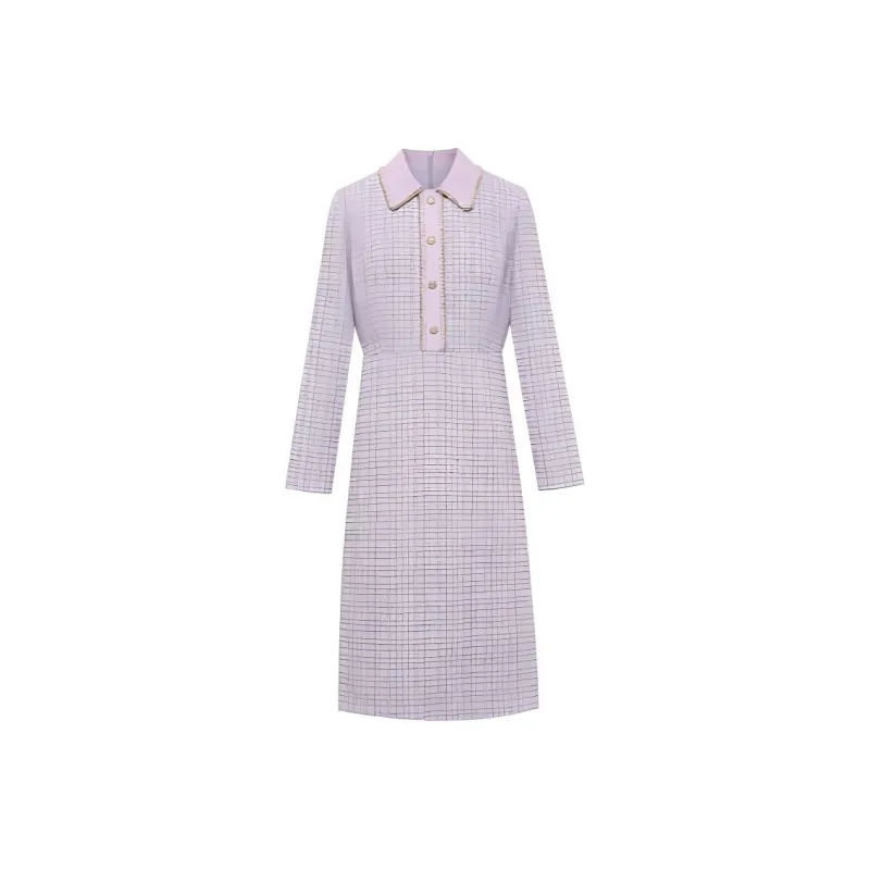BBLLUUEE Long Sleeved Dresses Women's Mist Purple-0