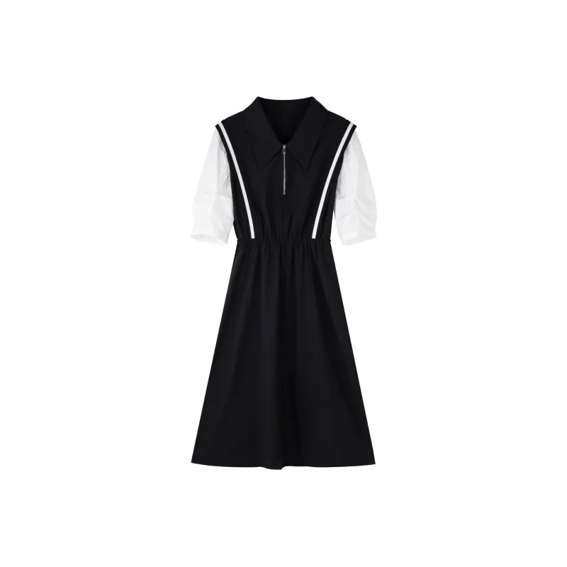 BASIC HOUSE Short-Sleeved Dresses Women's Black-0