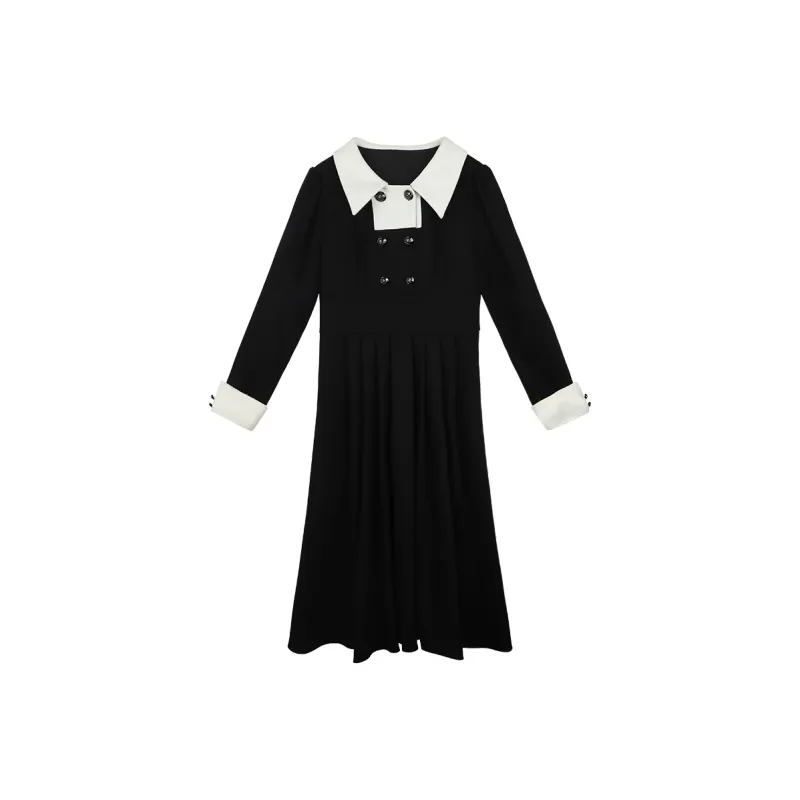 BSEVENI Long-Sleeved Dresses Women's Black-0
