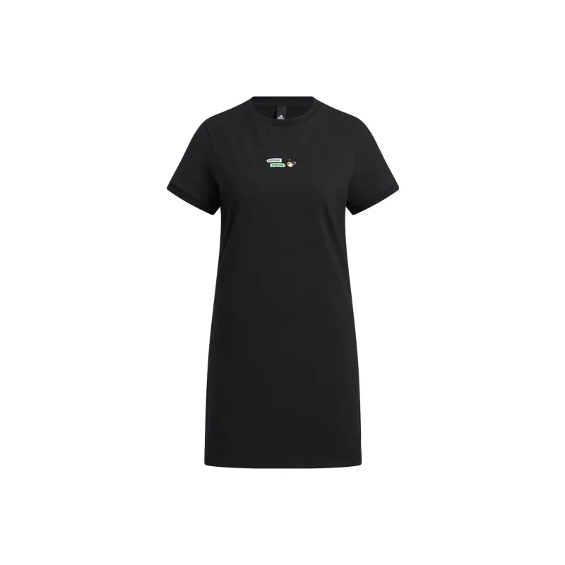 Adidas x SEEBIN Short Sleeved Dresses Women's Black-0