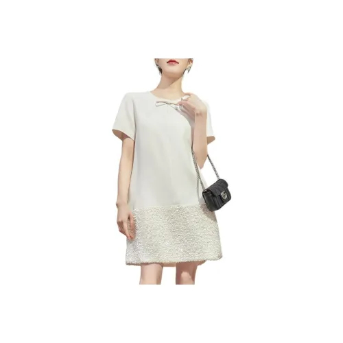 DESIGNER UNCLE Short-Sleeved Dresses Women's Cream White