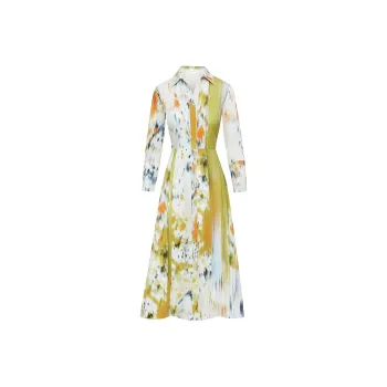 Oscar De La Renta Abstract Brushstroke-print Midi Dress