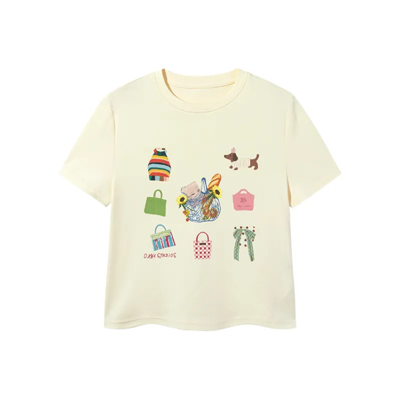 Ouyang T Shirts Women's Cheese White-0