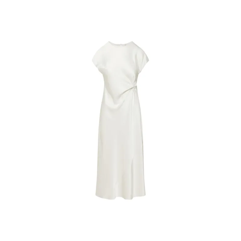 ARITZIA FW24 Wilfred Nicolette Satin Dress Short-Sleeved Dresses Women's Light Birch/Light Birch-0