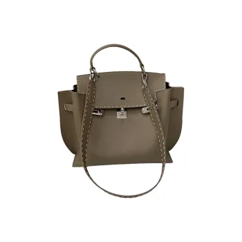 Bullrun Litchi Grain Cow Leather Shoulder Bag, Crossbody Bag, Handbag Women's Ebony/Black/Elephant Gray