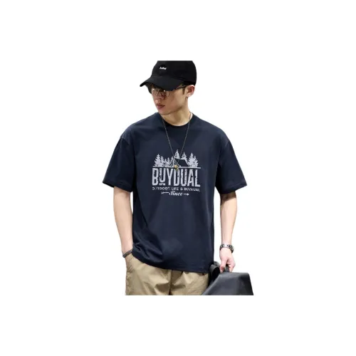 BUYDAUL T Shirts Men Burgundy
