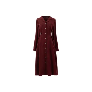 SOON FLOWER Long-Sleeved Dresses Women's Dark Red
