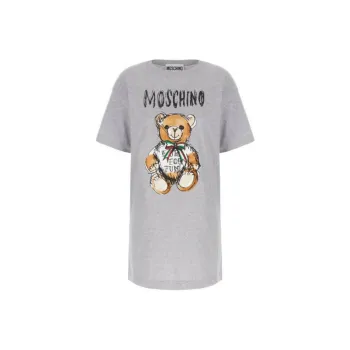 MOSCHINO Teddy Bear Printed Crewneck Midi T Shirt Dress