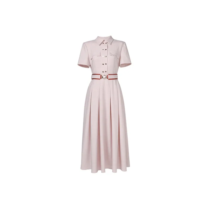 Duffy Fashion Short Sleeved Dresses Women's Apricot Pink-0