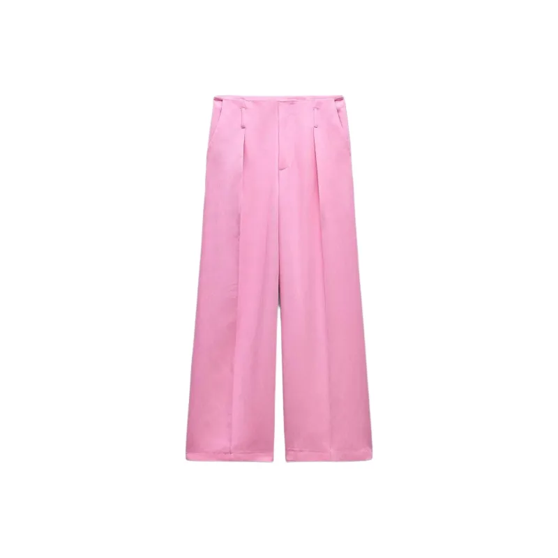 ZARA Casual Pants Women's Light Pink Red-0