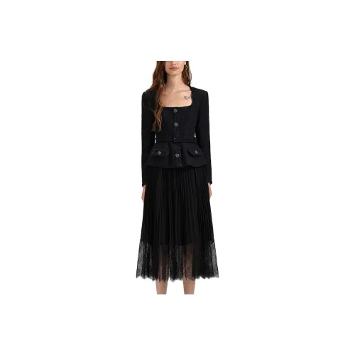 Self portrait SS23 Long Sleeved Dress Women's Black