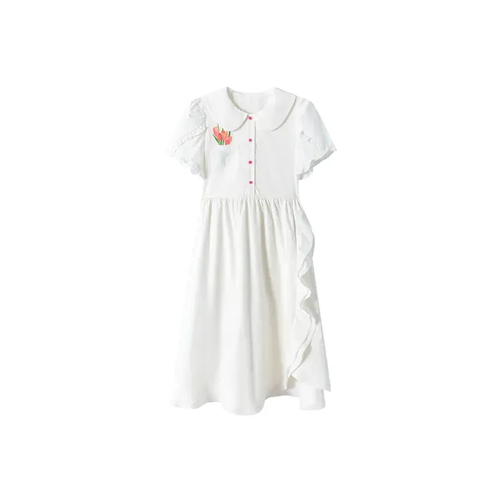 Udon House Short Sleeved Dress Women's White-0