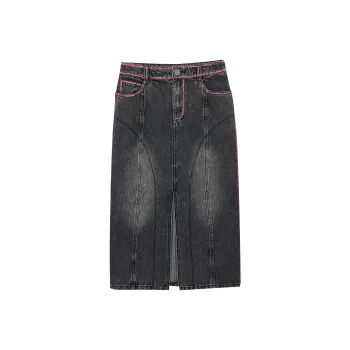 LULUALWAYS Denim Long Skirts Women's Black