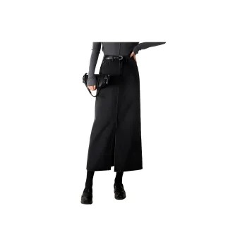 Mo Han Yi Mei Denim Long Skirt Women's Black Gray