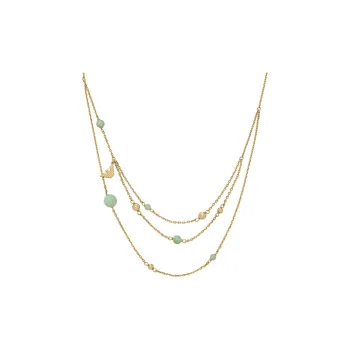 EMPORIO ARMANI Brass, Aventurine Necklace, Collarbone Chain Women's Gold