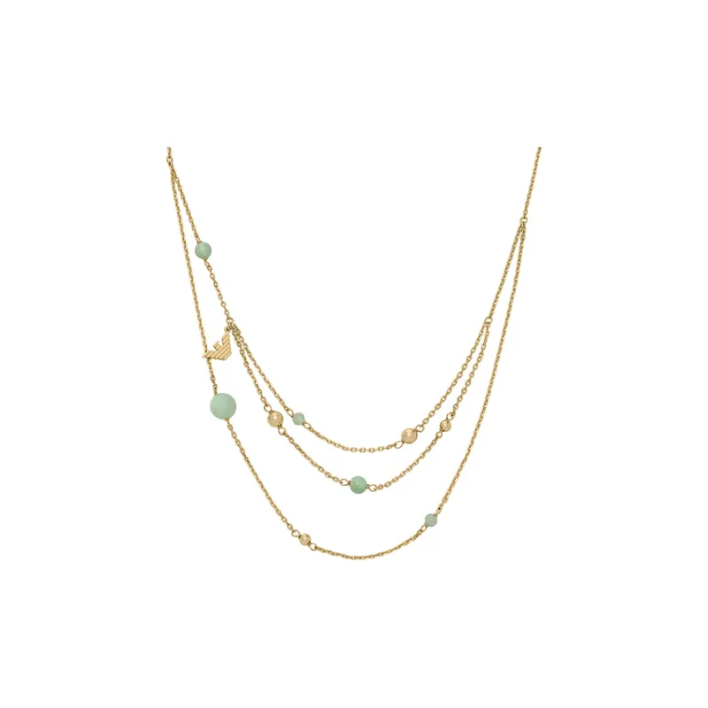 EMPORIO ARMANI Brass, Aventurine Necklace, Collarbone Chain Women's Gold-0