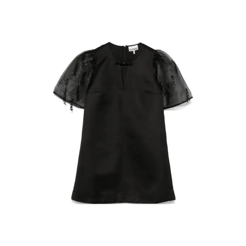 GANNI Fringed Organza Mini Dress-0
