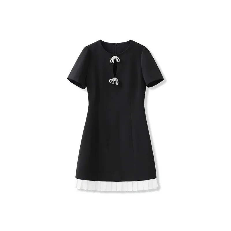 CHARM PICK Short Sleeved Dresses Women's Black-0