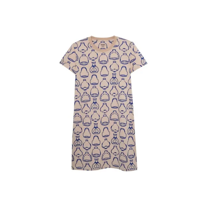 HERMES SS23 Short Sleeved Dresses Women's White Beige-0