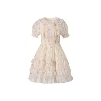 TIBINB Short Sleeved Dresses Women's Apricot Tulip