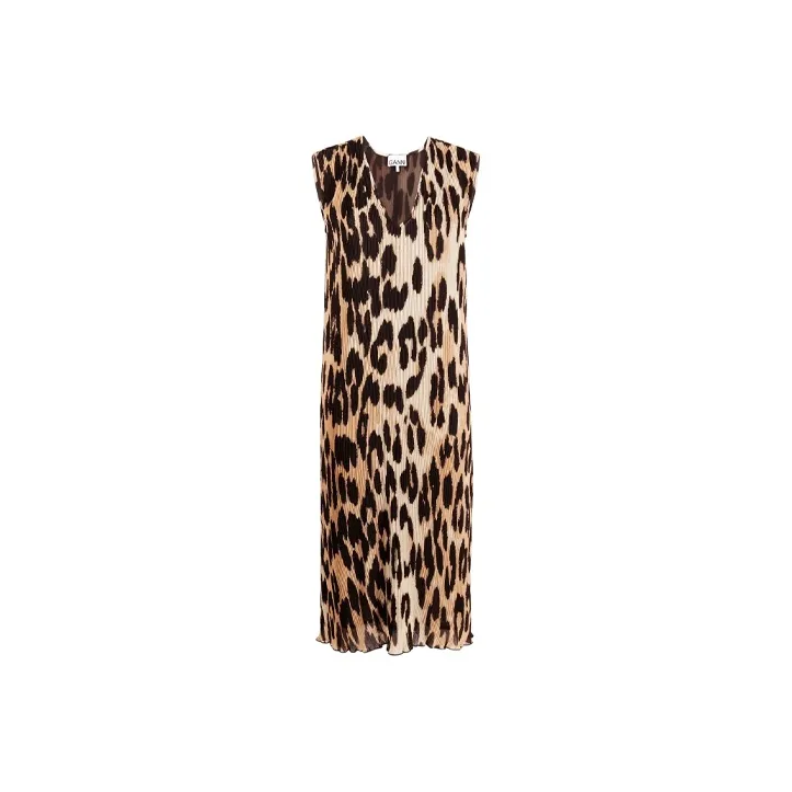 GANNI Sleeveless Dresses Women's Leopard Print-0