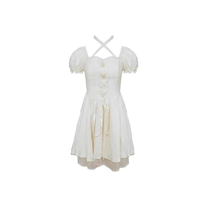 Incolore Short Sleeved Dresses Women's White-0