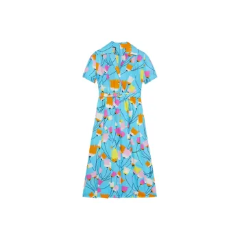 GUCCI Tulip Print Pleated Dress