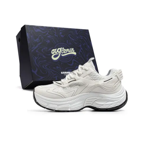 OUGLEMEN Slip Resistant, Abrasion Resistant, Breathable Coverage Low Top Chunky Sneakers Men's