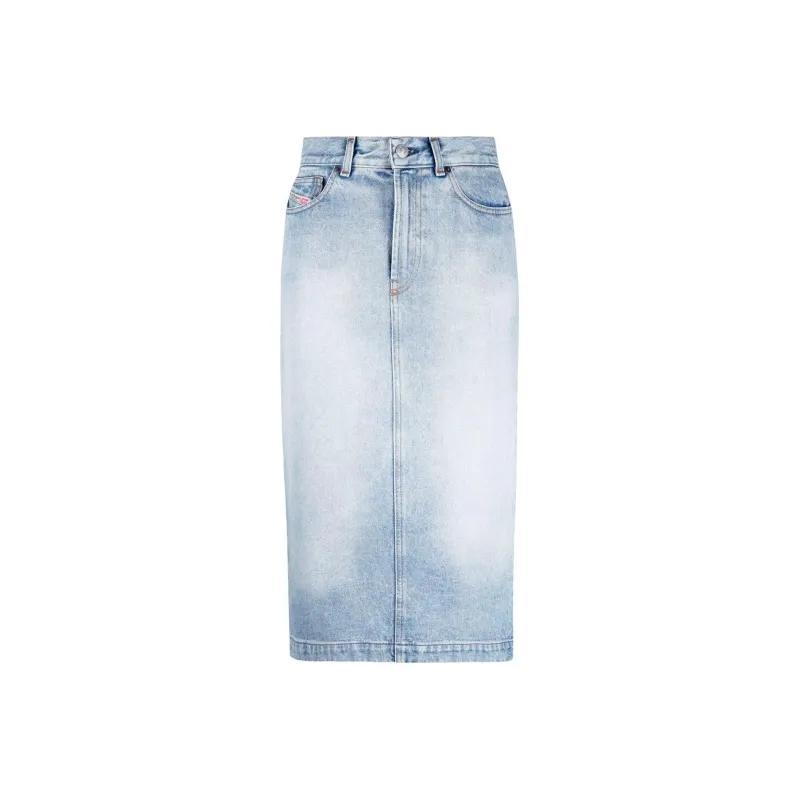 DIESEL Denim Long Skirts Women's Light Blue-0