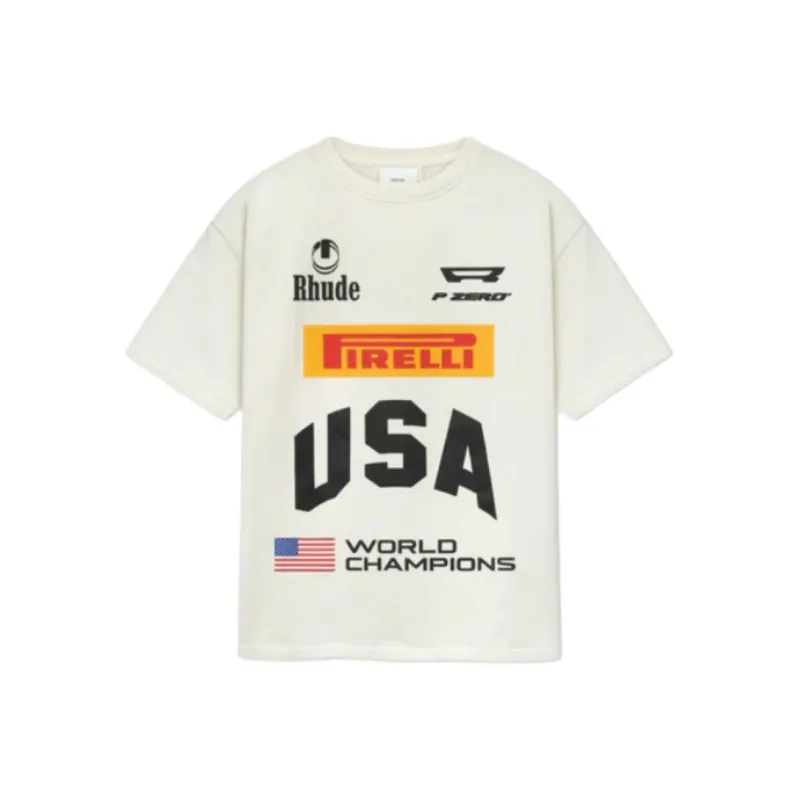 Beinaili X RHUDE Pirelli, Collaboration Edition T Shirts Unisex White-0