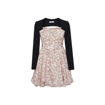 TAMMY TANGS A Line Skirt Dress Pink, Black & Multicolor