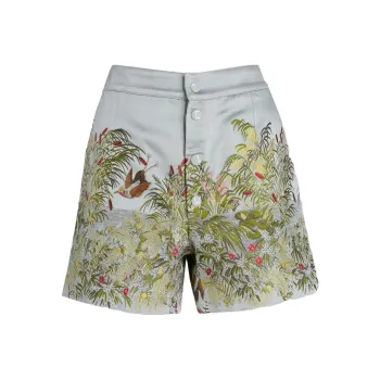 ETRO Embroidered Satin Shorts