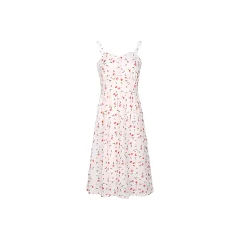 Tulip Taste Slip Dresses Women's Beige With Autumn Leaf Floral