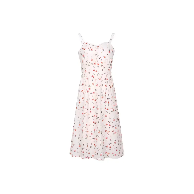 Tulip Taste Slip Dresses Women's Beige With Autumn Leaf Floral-0