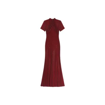 Self-portrait Rhinestone Mesh Midi Dress