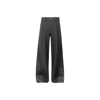 NOAHGIGI Casual Pants Unisex Black Subtle Texture Brogues